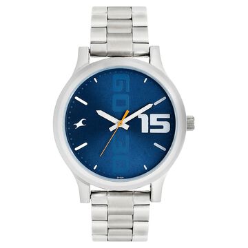 Fastrack Bold Quartz Analog Blue Dial Stainless Steel Strap Watch for Guys
