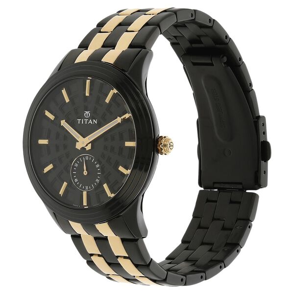 Titan Quartz Multifunction Black Dial Stainless Steel Strap Watch for Men - image number 1