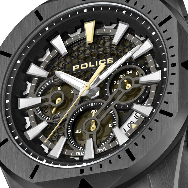 Police Multifunction Black Dial Leather Strap Watch For Men - image number 3