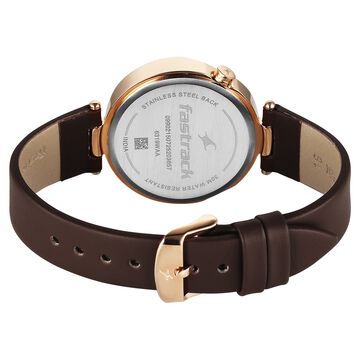 Fastrack Tick Tock Quartz Multifunction Brown Dial Leather Strap Watch For Girls