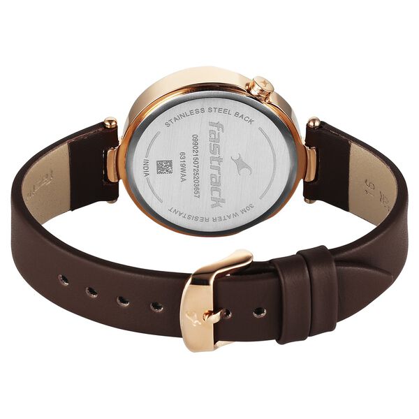 Fastrack Tick Tock Quartz Multifunction Brown Dial Leather Strap Watch For Girls - image number 4