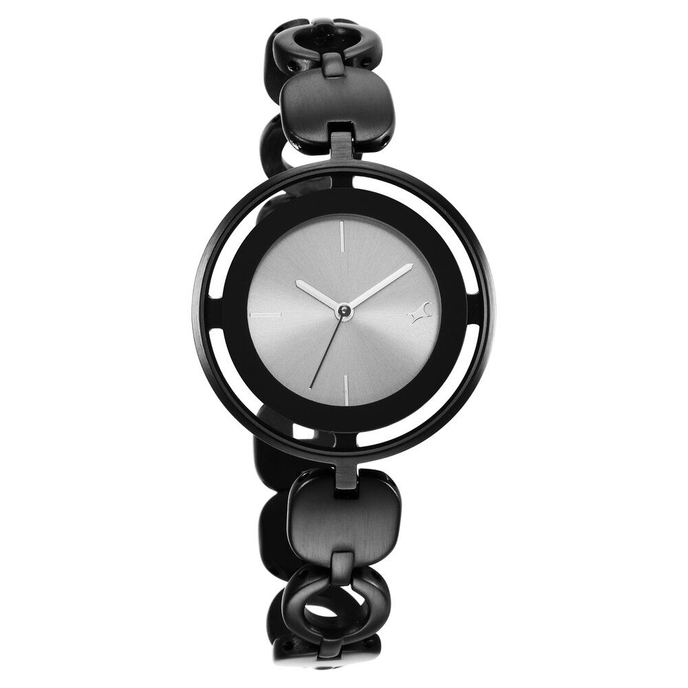 Buy Online Fastrack Quartz Analog Black Dial Metal Strap Watch for