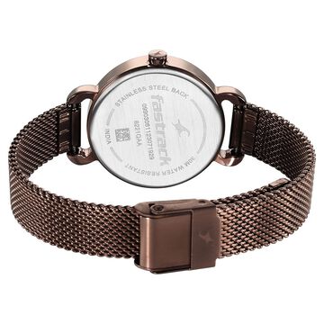 Fastrack Pulse Quartz Analog Brown Dial Stainless Steel Strap Watch for Girls
