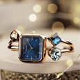 Sonata Aura Quartz Analog Blue Dial Rose Gold Stainless Steel Strap Watch For Women - image number 0