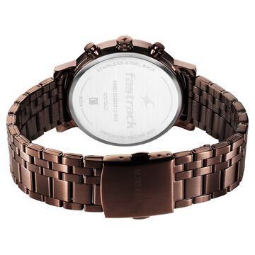 Fastrack Kronos Multifunction Brown Dial Stainless Steel Strap Watch for Guys