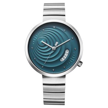 Fastrack Groove Quartz Analog with Date Teal Dial Girls Stainless Steel Watch