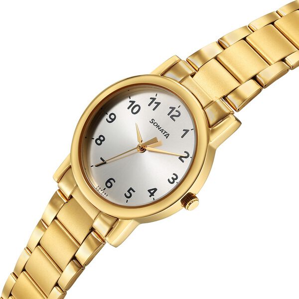 Sonata Classic Quartz Analog Silver Dial Golden Stainless Steel Strap Watch for Men - image number 2