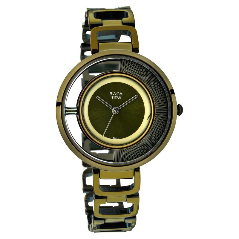 Titan Raga Moments Of Joy Green Dial Women Watch With Metal Strap - image number 1