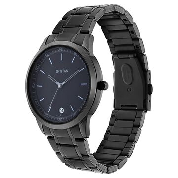 Titan Minimals Quartz Analog with Date Black Dial Black Metal Strap Watch For Men