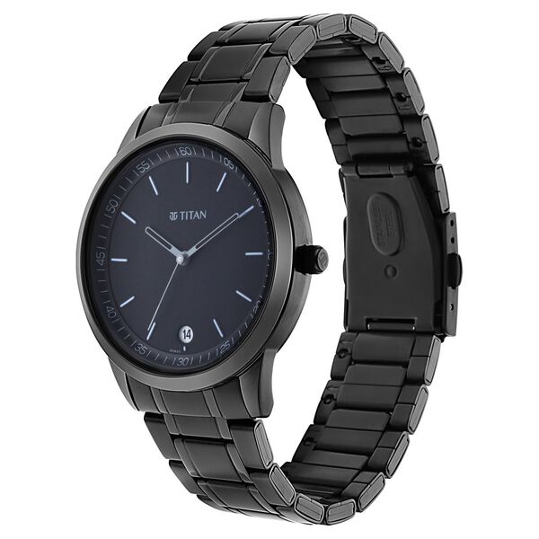 Titan Minimals Quartz Analog with Date Black Dial Black Metal Strap Watch For Men - image number 2