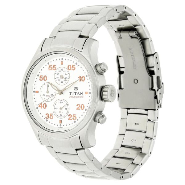 Titan Quartz Chronograph Silver Dial Stainless Steel Strap Watch for Men - image number 1