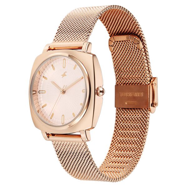 Fastrack Stunners Quartz Analog Rose Gold Dial Rose Gold Stainless Steel Strap Watch For Girls - image number 2
