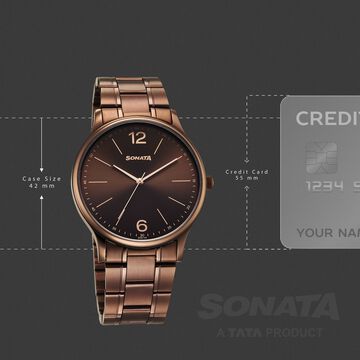 Sonata Aspire Quartz Analog Brown Dial Stainless Steel Strap Watch For Men