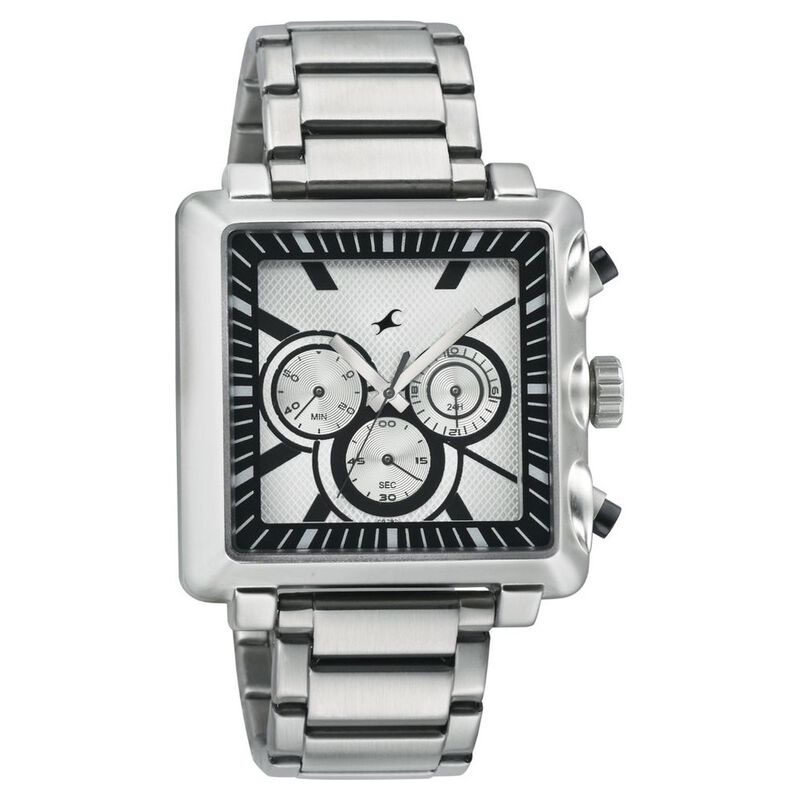 Fastrack Quartz Chronograph Silver Dial Stainless Steel Strap Watch for Guys - image number 0