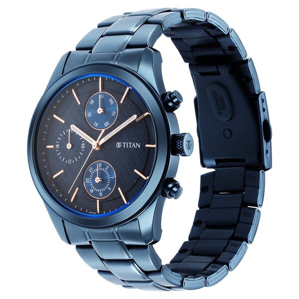 Titan Neo Splash Quartz Analog with Date Blue Dial Blue Stainless Steel Strap Watch For Men - image number 3