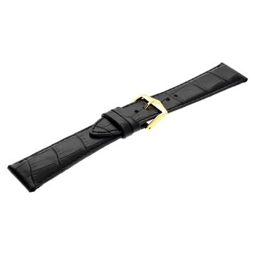 22 mm Black Genuine Leather Straps for Men
