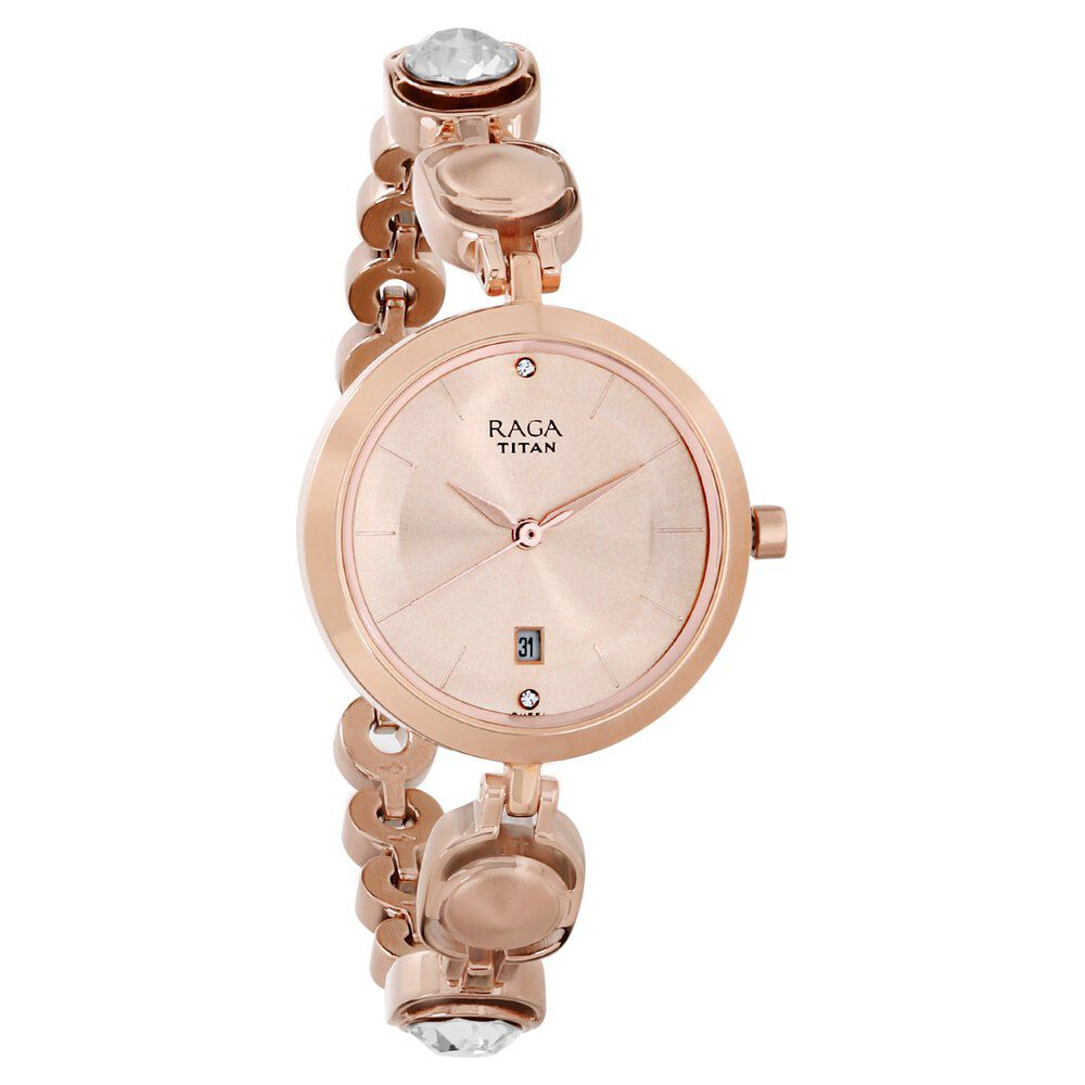 Buy Online Titan Raga Viva Rose Gold Dial Analog with Date Metal