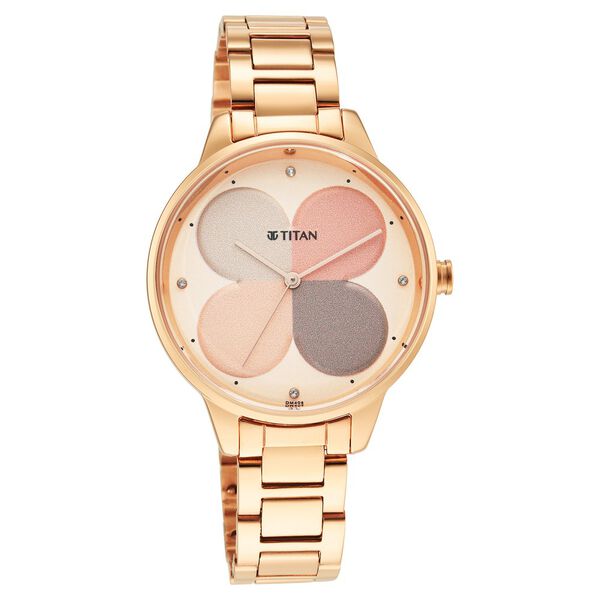 Titan Purple Glam It Up Quartz Analog Multicoloured Dial Rose Gold Stainless Steel Strap Watch For Women - image number 0