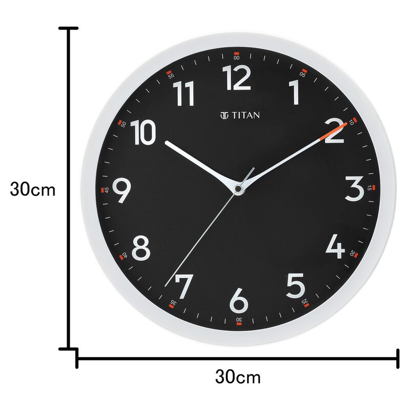 Titan Contemporary Balck Wall Clock with Silent Sweep Technology - 30 cm x 30 cm (Medium) - image number 3