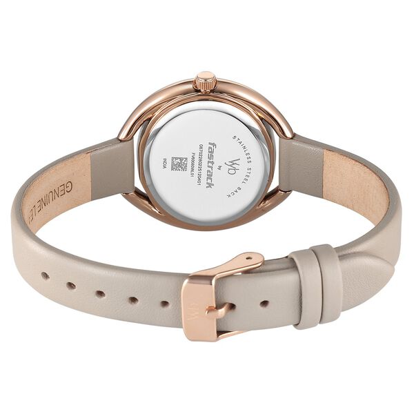 Fastrack Vyb Halo Quartz Analog Beige Dial Leather Strap Watch For Girls - image number 6