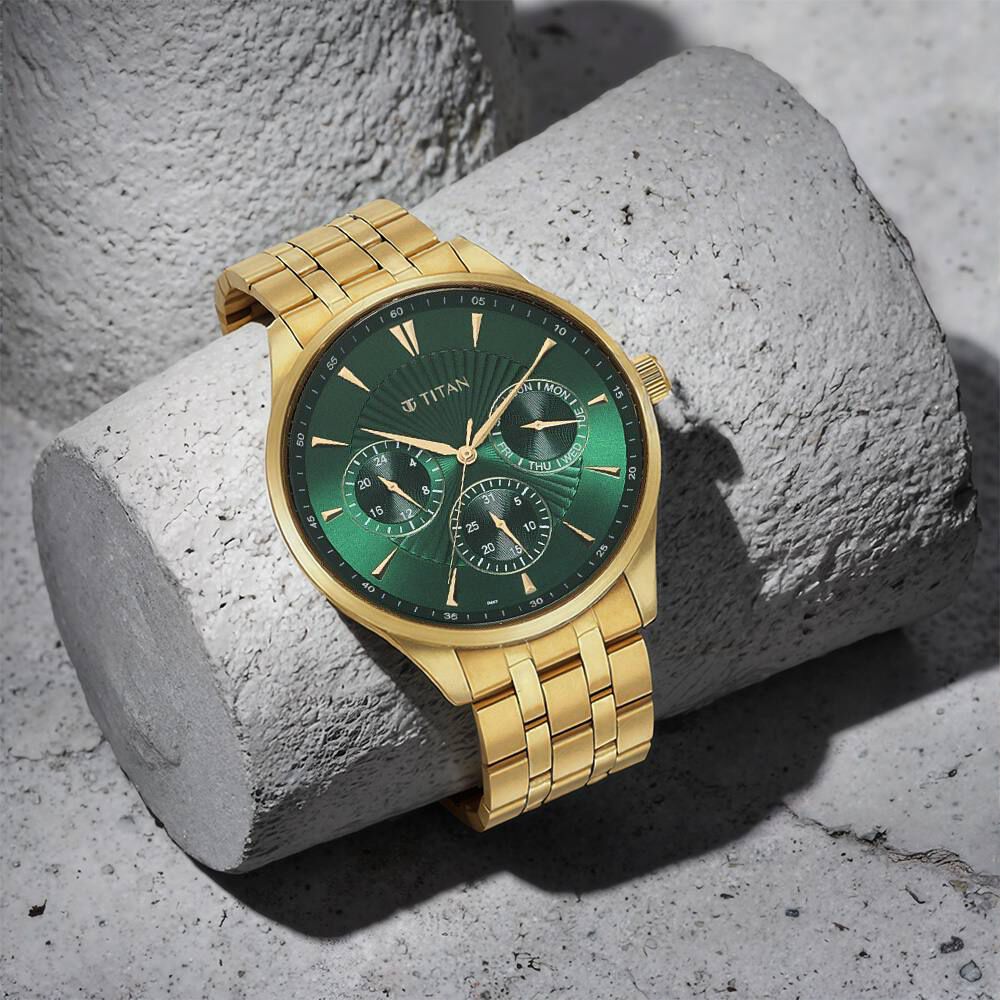 Buy Online Titan Opulent Green Dial Quartz Multifunction Stainless