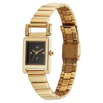 Vyb Muse By Fastrack Quartz Analog Black Dial Golden Stainless Steel Strap Watch For Girls