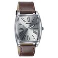 Sonata Ascent Silver Tonneau Watch with Leather Strap - image number 1