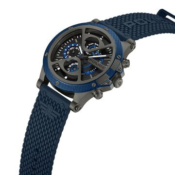 Police Multifunction Black Dial Silicone Strap Watch For Men