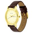 Sonata Quartz Analog with Day and Date Champagne Dial Leather Strap Watch for Men - image number 1