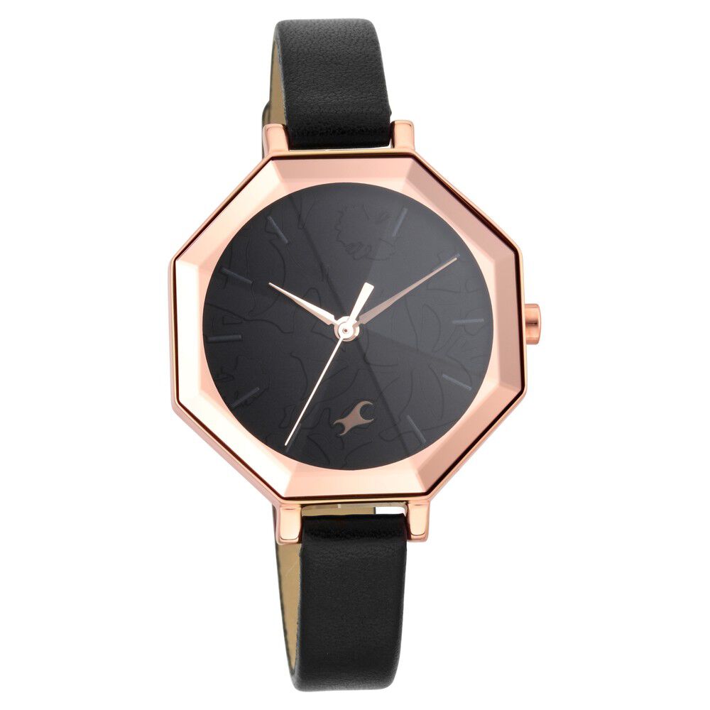 Buy Online Fastrack Paint Me Quartz Analog Black Dial Leather