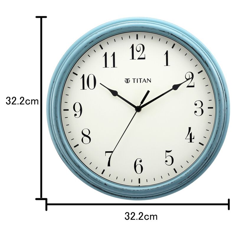 Titan Contemporary Distressed Finish White Wall Clock with Silent Sweep Technology - 32.5 cm x 32.5 cm (Medium) - image number 5