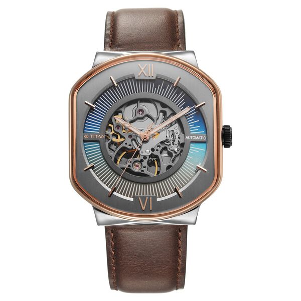 Titan Techno Beats Anthracite Dial Automatic Leather Strap watch for Men - image number 0