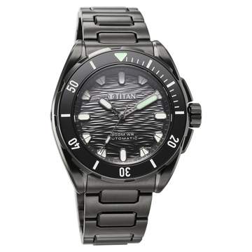 Titan Zero Hour Diver's 300m Automatic Analog with Black Dial Black Stainless Steel & Black FKM Strap Watch for Men