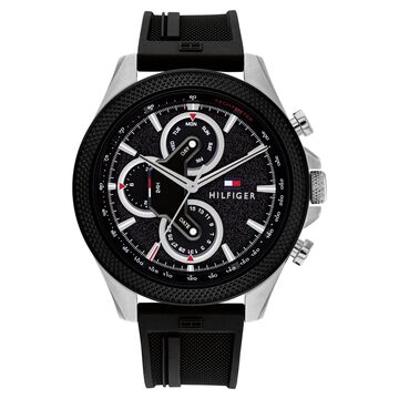 Tommy Hilfiger Quartz Multifunction Black dial Silicone Strap Watch for Men