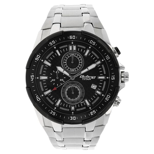 Titan Quartz Chronograph Black Dial Stainless Steel Strap Watch for Men - image number 0