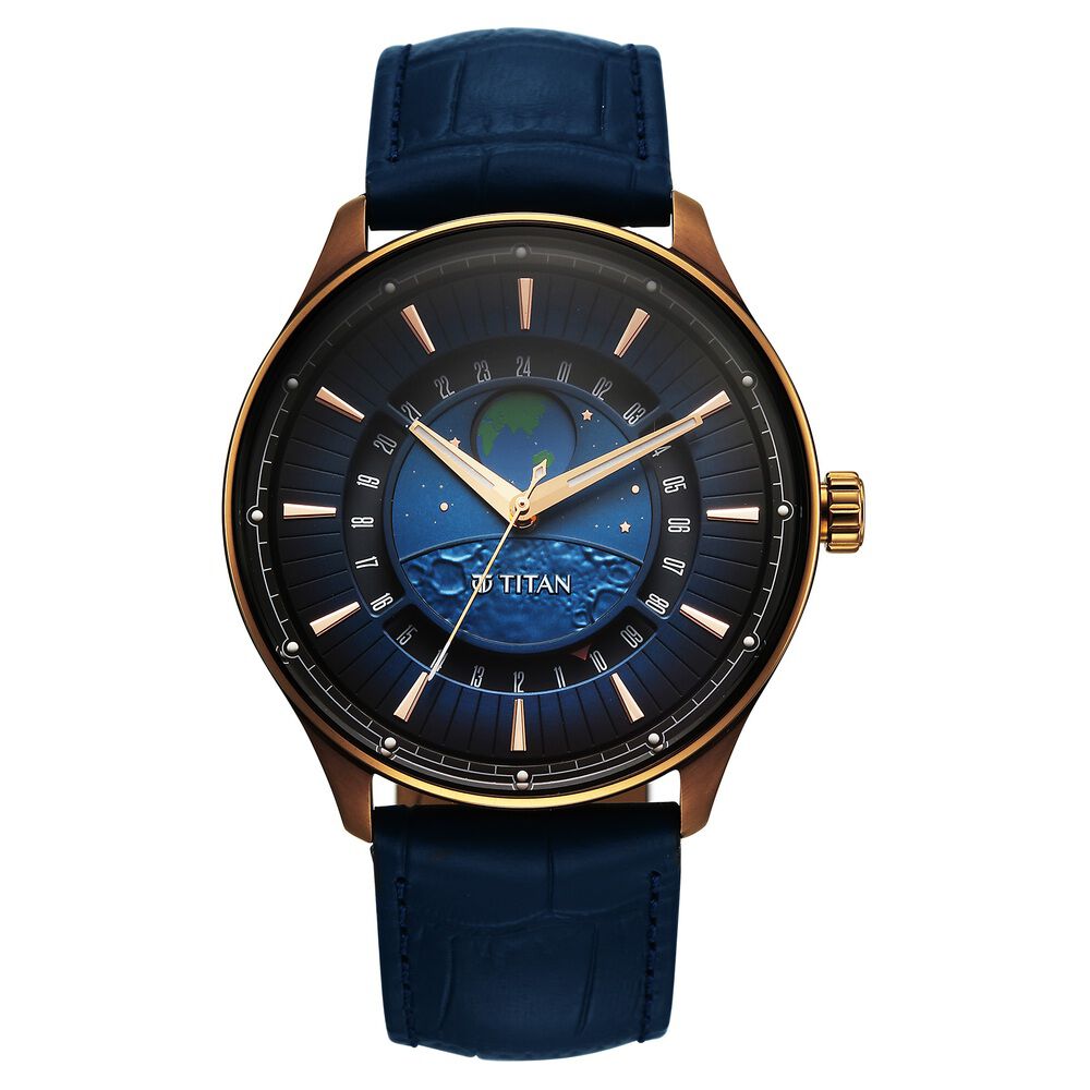 Buy Online Titan Stellar Analog with Earth Disc and Blue Dial Blue