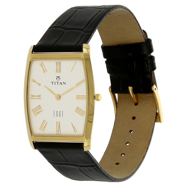 Titan Edge Silver Tonneau Dial Analog Leather Strap watch for Men - image number 1
