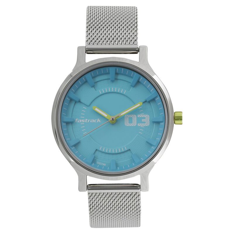 Fastrack Loopholes Quartz Analog Blue Dial Stainless Steel Strap Watch for Girls