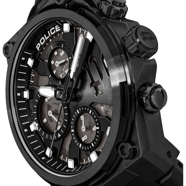 Police Multifunction Black Dial Black Stainless Steel Strap Watch For Men - image number 4