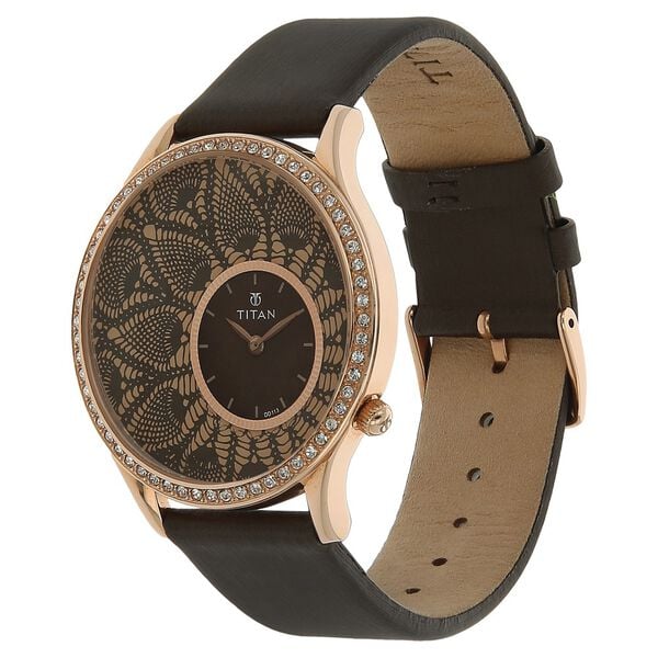Titan Quartz Analog Brown Dial Leather Strap Watch for Women - image number 1