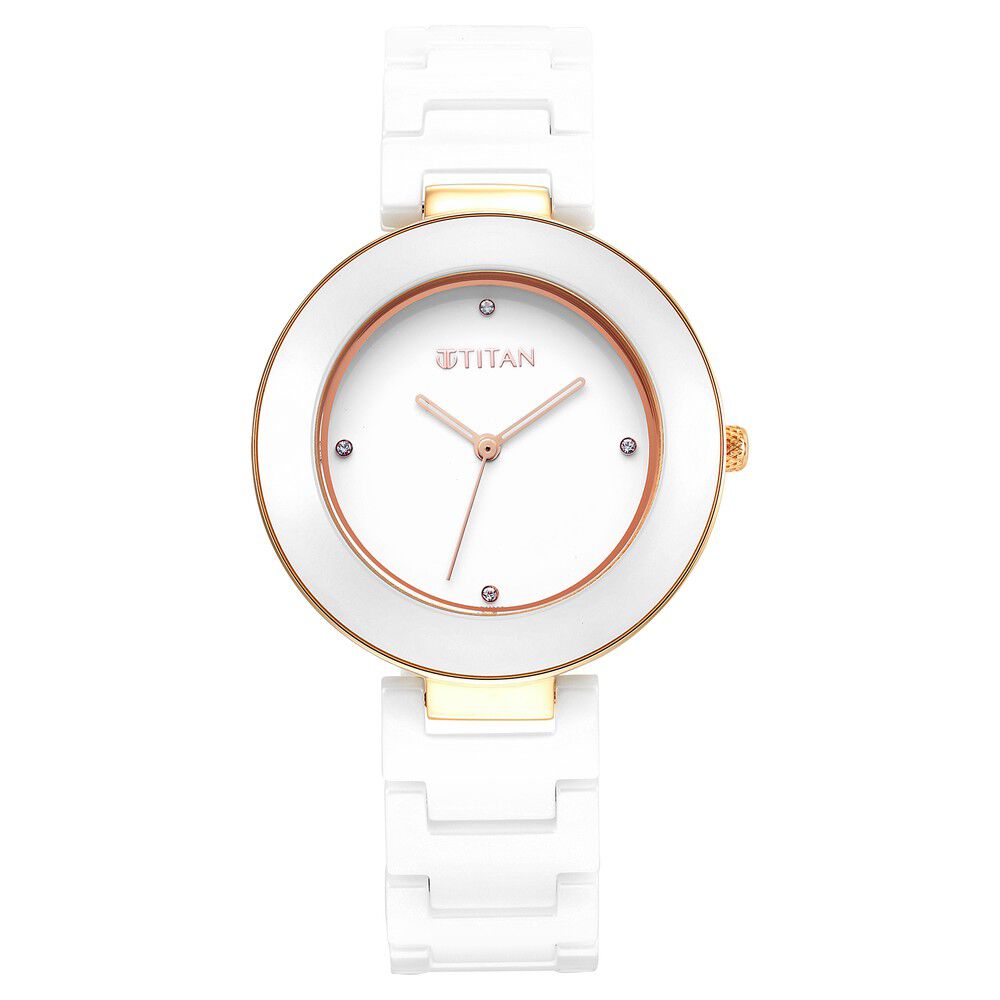 Buy Online Titan Purple Ceramics White Dial Analog Ceramic Strap