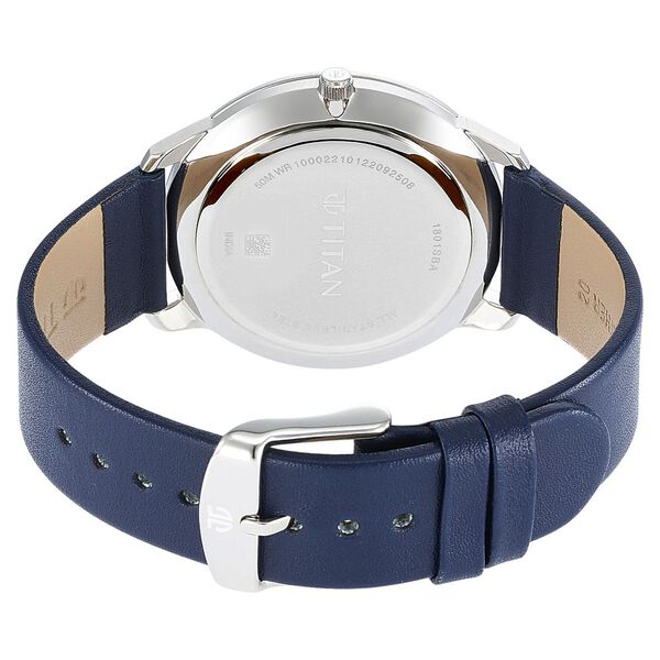 Titan Quartz Analog Silver Dial Leather Strap Watch for Men - image number 4