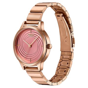 Sonata Poze Quartz Analog Pink Dial Stainless Steel Strap Watch For Women