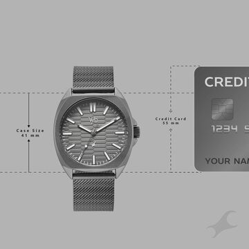 Vyb Aviator By Fastrack Quartz Analog Grey Dial Grey Stainless Steel Strap Watch For Guys