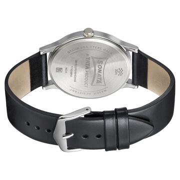 Sonata Smart Plaid Quartz Analog White Dial Leather Strap Watch for Men
