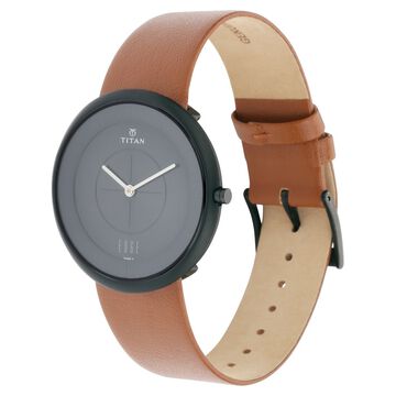 Titan Edge Zen Black Dial Analog Leather Strap Watch for Men