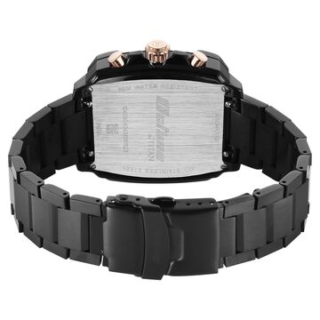 Octane Velocity Sporty Black Dial Tonneau Black And Rose Gold Steel Watch For Men