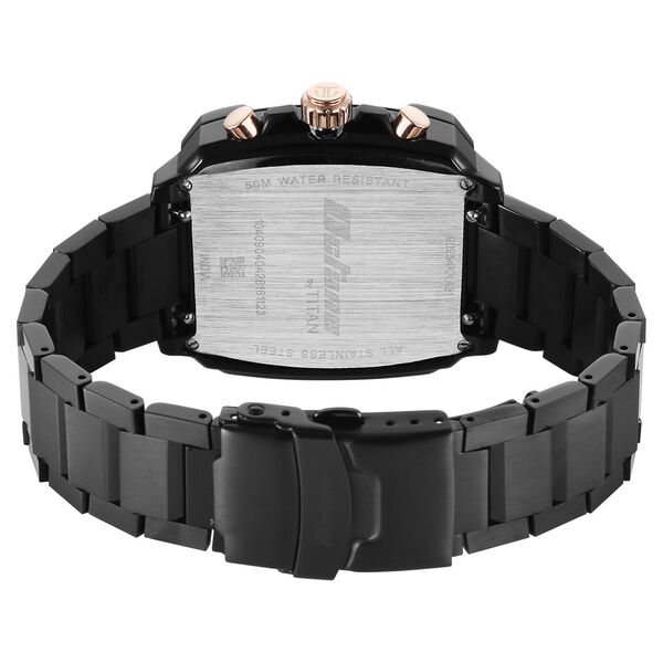 Octane Velocity Sporty Black Dial Tonneau Black And Rose Gold Steel Watch For Men - image number 6
