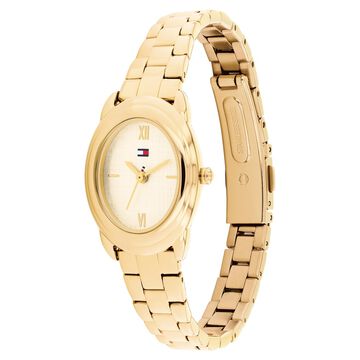 Tommy Hilfiger Quartz Analog Champagne Dial Golden Stainless Steel Strap Watch For Women