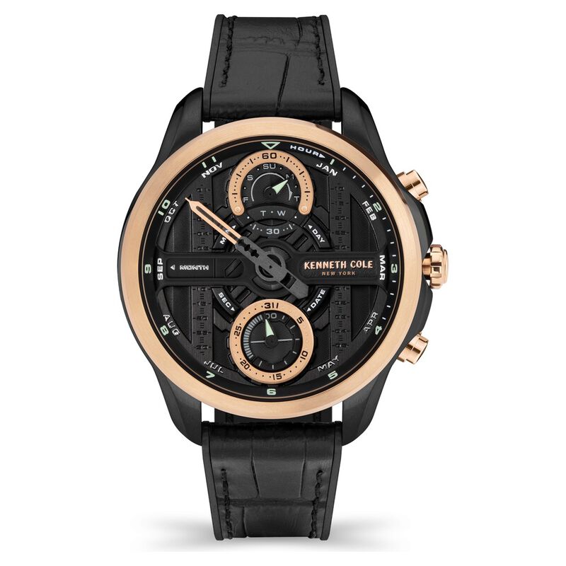 Kenneth Cole Quartz Chronograph Black Dial Silicone Strap Watch for Men